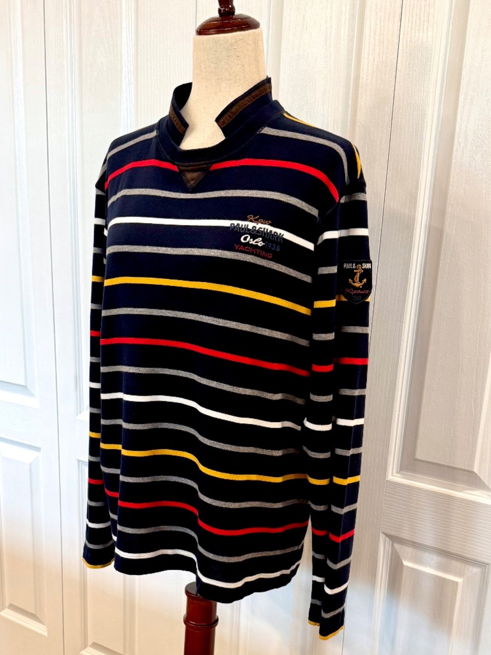 Vintage Men's Size L Shirt by Paul & Shark Yachting, Made in Italy, Suede Collar